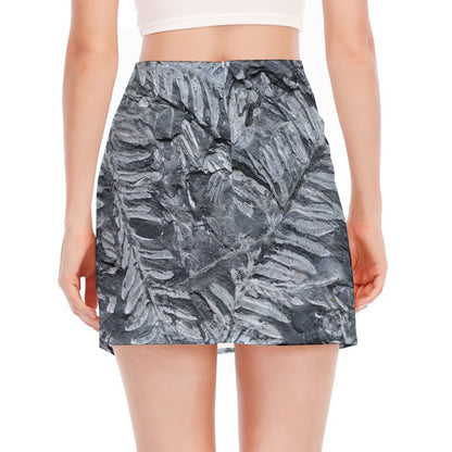Fern Fossil Print Side Slit Mini Skirt