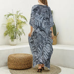 Fern Fossil Print Silk V-Neck Kaftan Dress