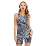 Fern Fossil Print Sleeveless One Piece Swimsuit