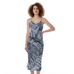 Fern Fossil Print Slim Fit Midi Cami Dress