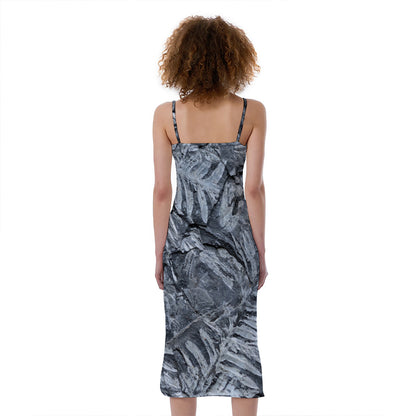 Fern Fossil Print Slim Fit Midi Cami Dress