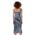 Fern Fossil Print Slim Fit Midi Cami Dress