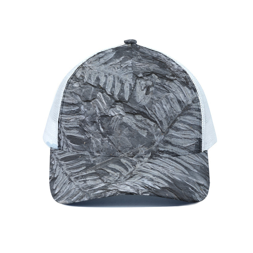 Fern Fossil Print White Mesh Trucker Cap