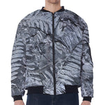 Fern Fossil Print Zip Sleeve Bomber Jacket