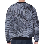Fern Fossil Print Zip Sleeve Bomber Jacket