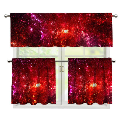 Fiery Nebula Universe Galaxy Space Print 3 Piece Kitchen Curtains