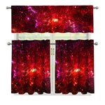 Fiery Nebula Universe Galaxy Space Print 3 Piece Kitchen Curtains