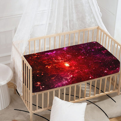 Fiery Nebula Universe Galaxy Space Print Baby Crib Sheet
