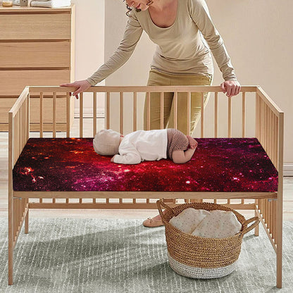 Fiery Nebula Universe Galaxy Space Print Baby Crib Sheet