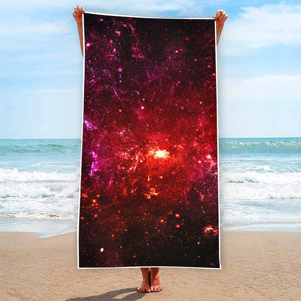 Fiery Nebula Universe Galaxy Space Print Beach Towel