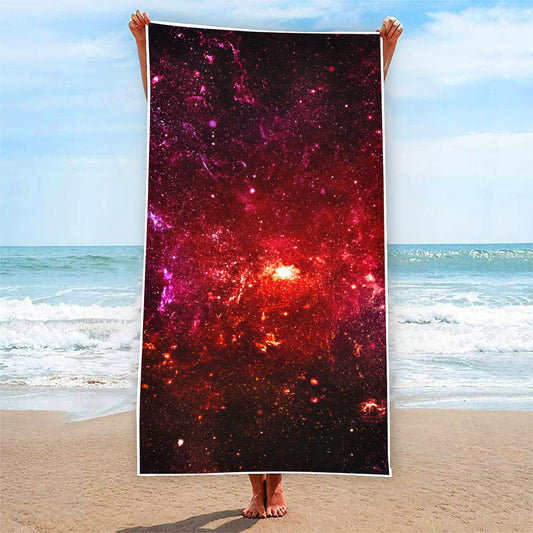 Fiery Nebula Universe Galaxy Space Print Beach Towel
