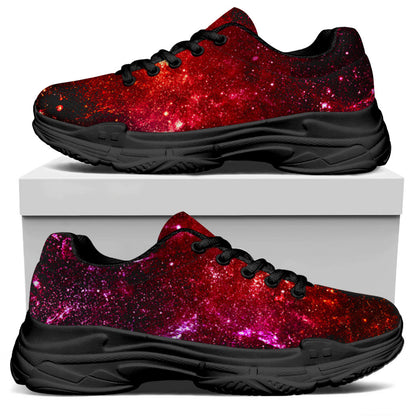Fiery Nebula Universe Galaxy Space Print Black Chunky Shoes