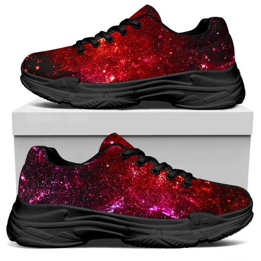 Fiery Nebula Universe Galaxy Space Print Black Chunky Shoes