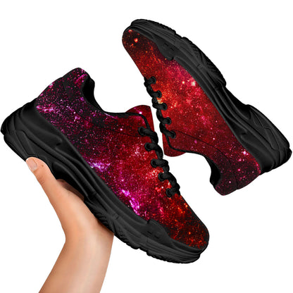 Fiery Nebula Universe Galaxy Space Print Black Chunky Shoes