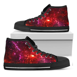 Fiery Nebula Universe Galaxy Space Print Black High Top Sneakers