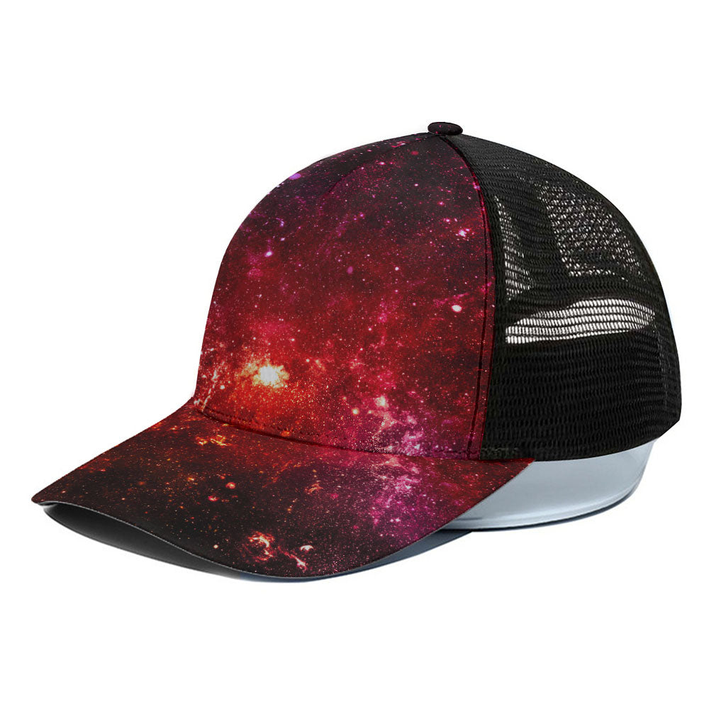 Fiery Nebula Universe Galaxy Space Print Black Mesh Trucker Cap