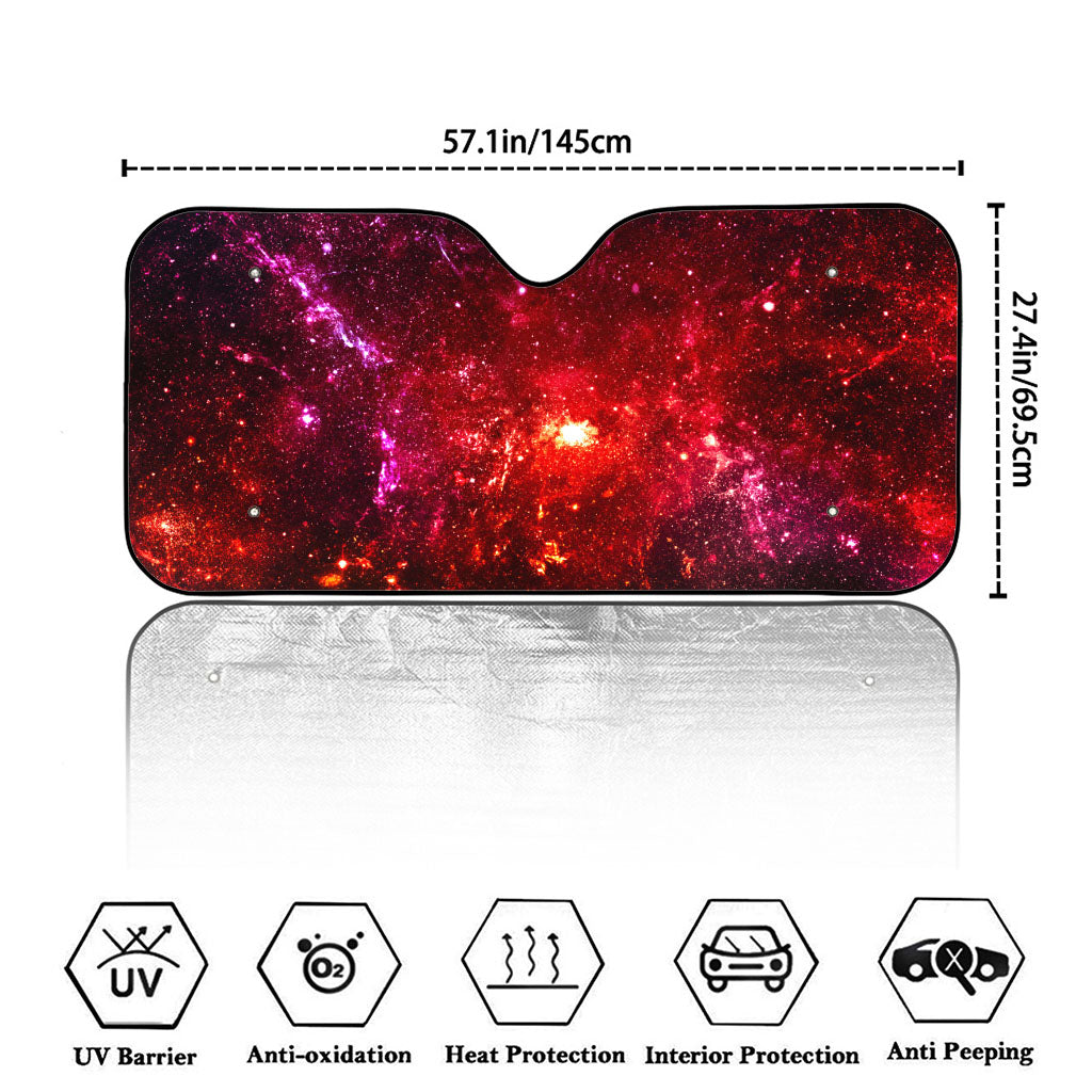 Fiery Nebula Universe Galaxy Space Print Car Windshield Sun Shade