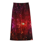 Fiery Nebula Universe Galaxy Space Print Cotton Front Slit Maxi Skirt