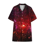 Fiery Nebula Universe Galaxy Space Print Cotton Hawaiian Shirt