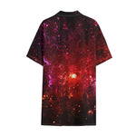 Fiery Nebula Universe Galaxy Space Print Cotton Hawaiian Shirt
