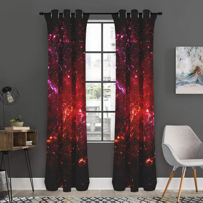 Fiery Nebula Universe Galaxy Space Print Curtain