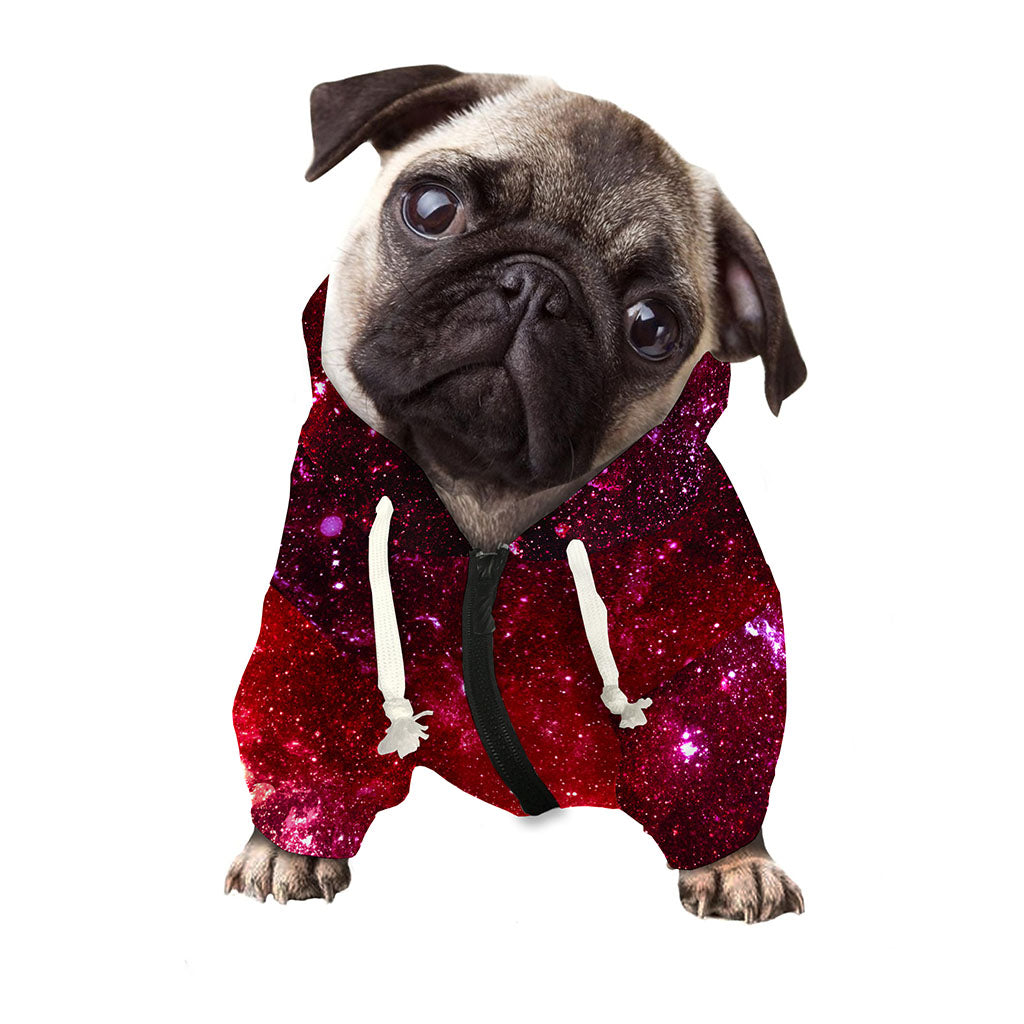 Fiery Nebula Universe Galaxy Space Print Dog Zip Up Hoodie