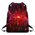Fiery Nebula Universe Galaxy Space Print Drawstring Backpack