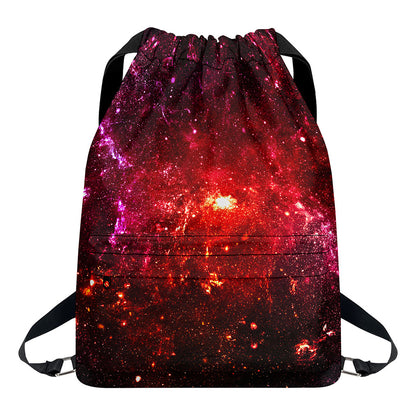 Fiery Nebula Universe Galaxy Space Print Drawstring Backpack