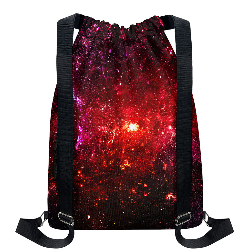 Fiery Nebula Universe Galaxy Space Print Drawstring Backpack