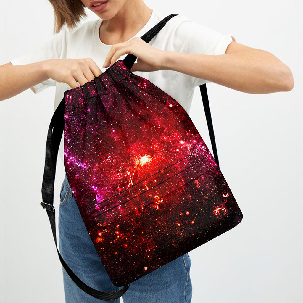 Fiery Nebula Universe Galaxy Space Print Drawstring Backpack