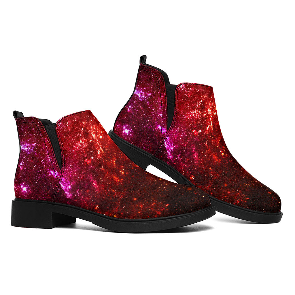 Fiery Nebula Universe Galaxy Space Print Flat Ankle Boots