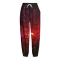 Fiery Nebula Universe Galaxy Space Print Fleece Lined Knit Pants