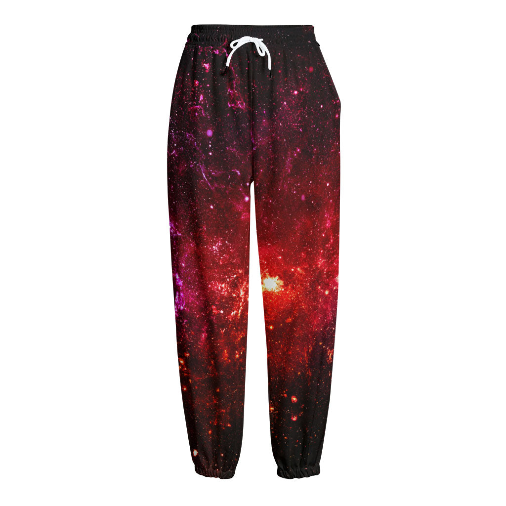 Fiery Nebula Universe Galaxy Space Print Fleece Lined Knit Pants