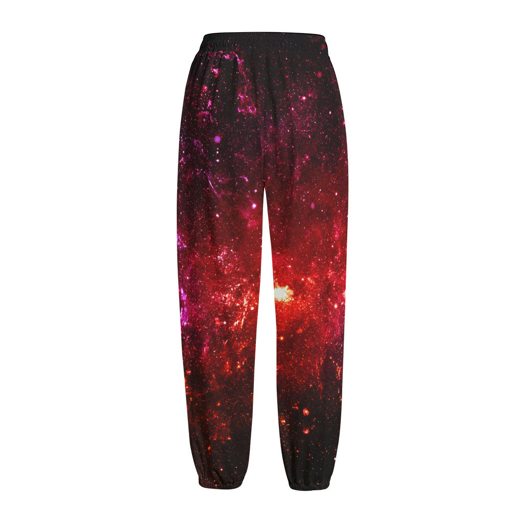 Fiery Nebula Universe Galaxy Space Print Fleece Lined Knit Pants