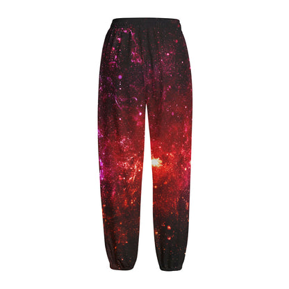 Fiery Nebula Universe Galaxy Space Print Fleece Lined Knit Pants