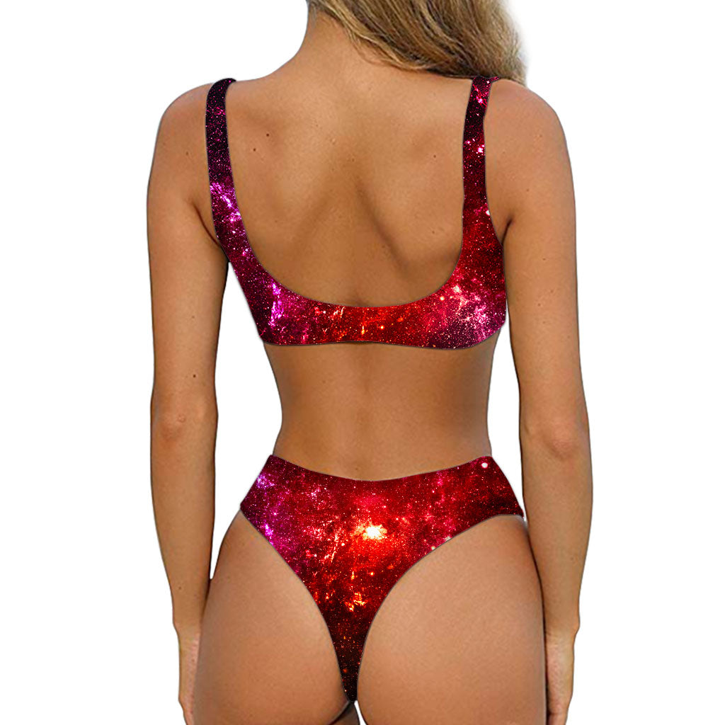 Fiery Nebula Universe Galaxy Space Print Front Bow Tie Bikini
