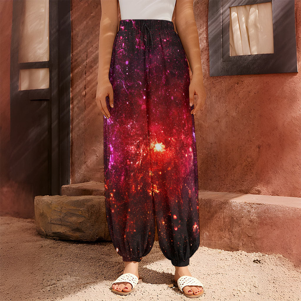 Fiery Nebula Universe Galaxy Space Print Harem Pants