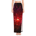 Fiery Nebula Universe Galaxy Space Print High Slit Maxi Skirt