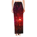 Fiery Nebula Universe Galaxy Space Print High Slit Maxi Skirt