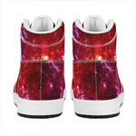 Fiery Nebula Universe Galaxy Space Print High Top Leather Sneakers