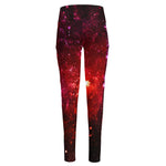Fiery Nebula Universe Galaxy Space Print High-Waisted Pocket Leggings
