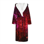 Fiery Nebula Universe Galaxy Space Print Hooded Bathrobe