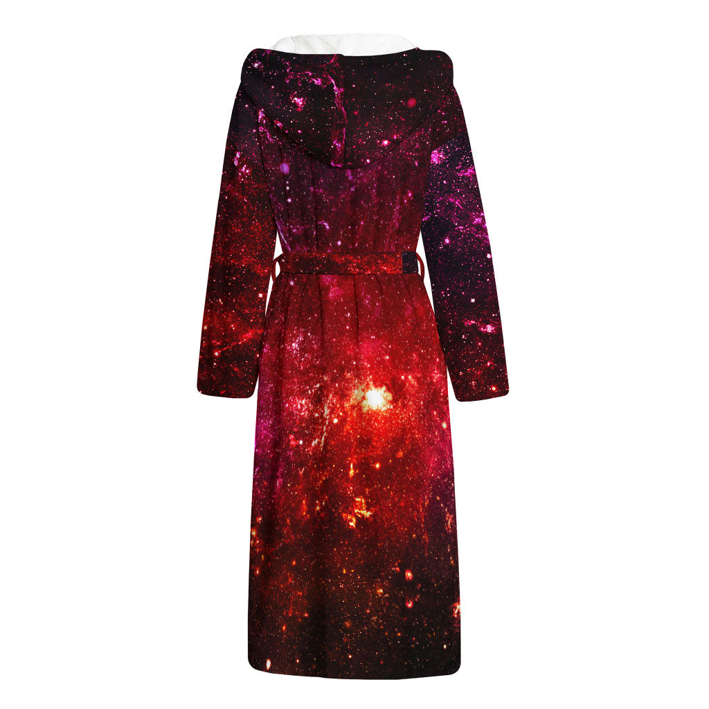 Fiery Nebula Universe Galaxy Space Print Hooded Bathrobe
