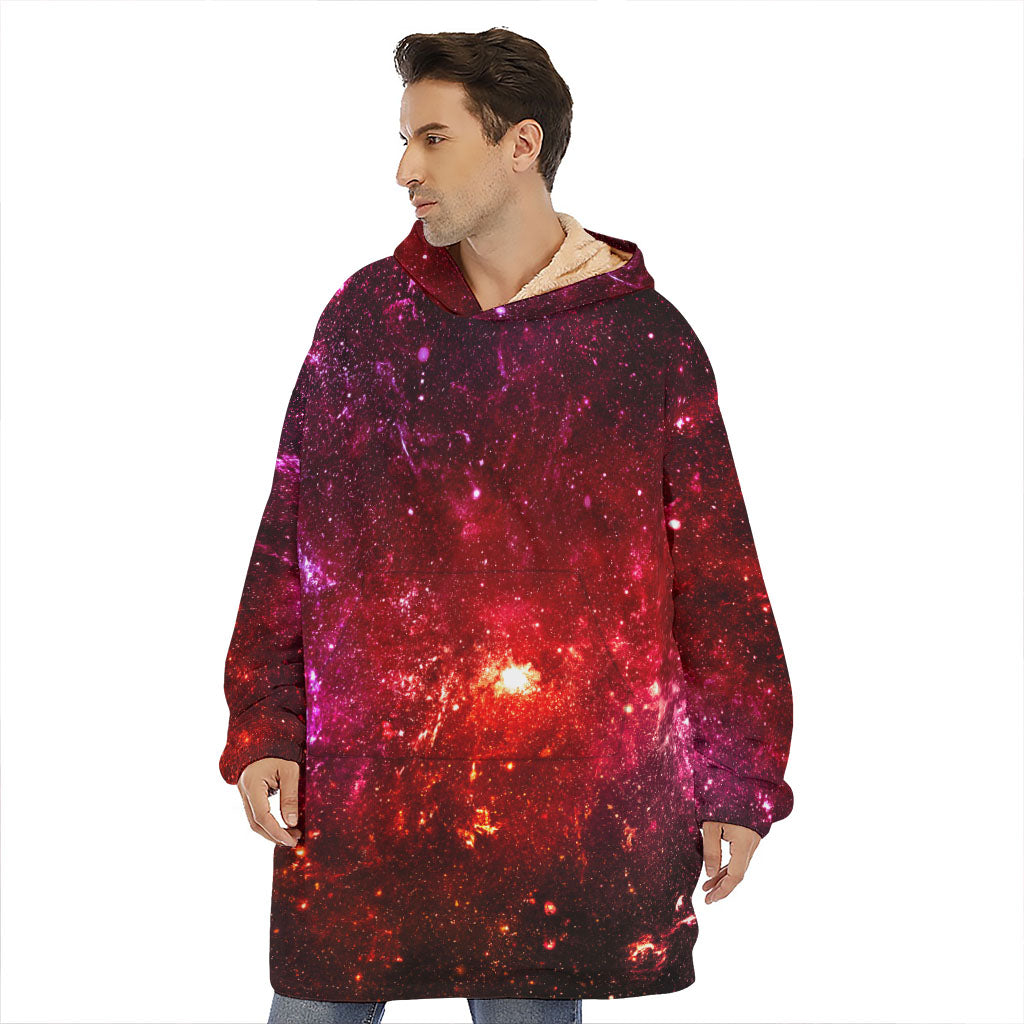 Fiery Nebula Universe Galaxy Space Print Hoodie Blanket