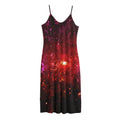 Fiery Nebula Universe Galaxy Space Print Jersey Midi Cami Dress