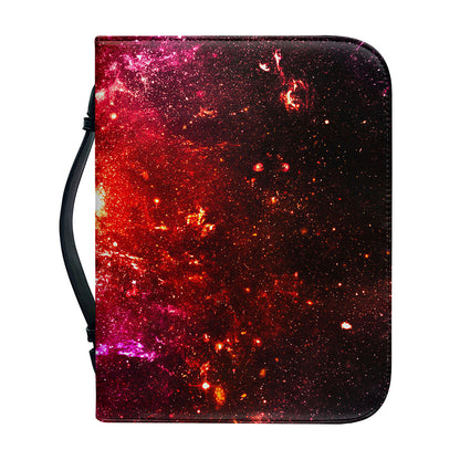 Fiery Nebula Universe Galaxy Space Print Leather Bible Cover