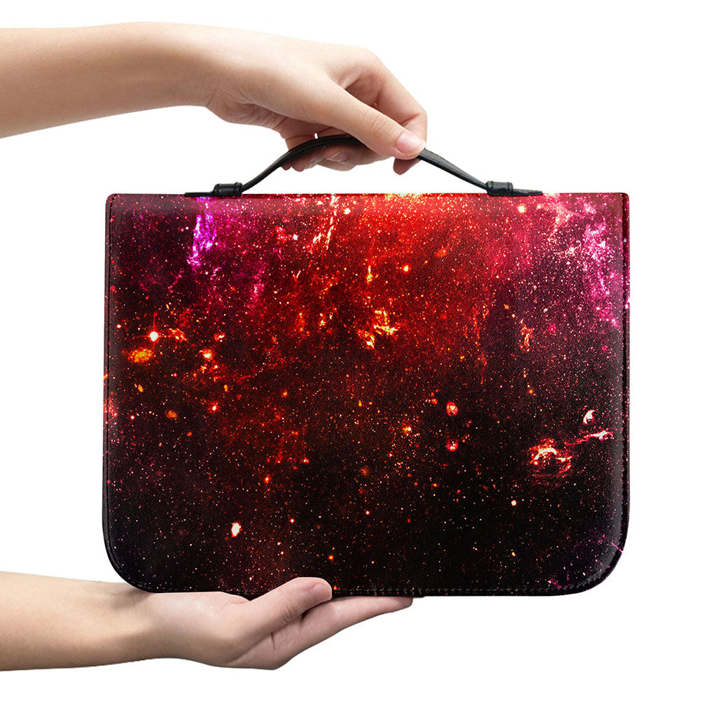 Fiery Nebula Universe Galaxy Space Print Leather Bible Cover