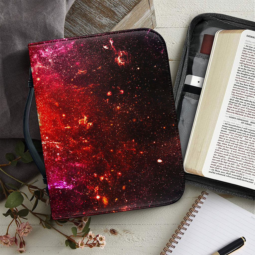 Fiery Nebula Universe Galaxy Space Print Leather Bible Cover