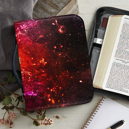 Fiery Nebula Universe Galaxy Space Print Leather Bible Cover