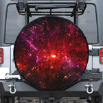 Fiery Nebula Universe Galaxy Space Print Leather Spare Tire Cover
